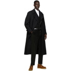 Dolce and Gabbana Black Wool Double-Breasted Trench Coat