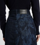 Erdem Floral flared denim midi skirt
