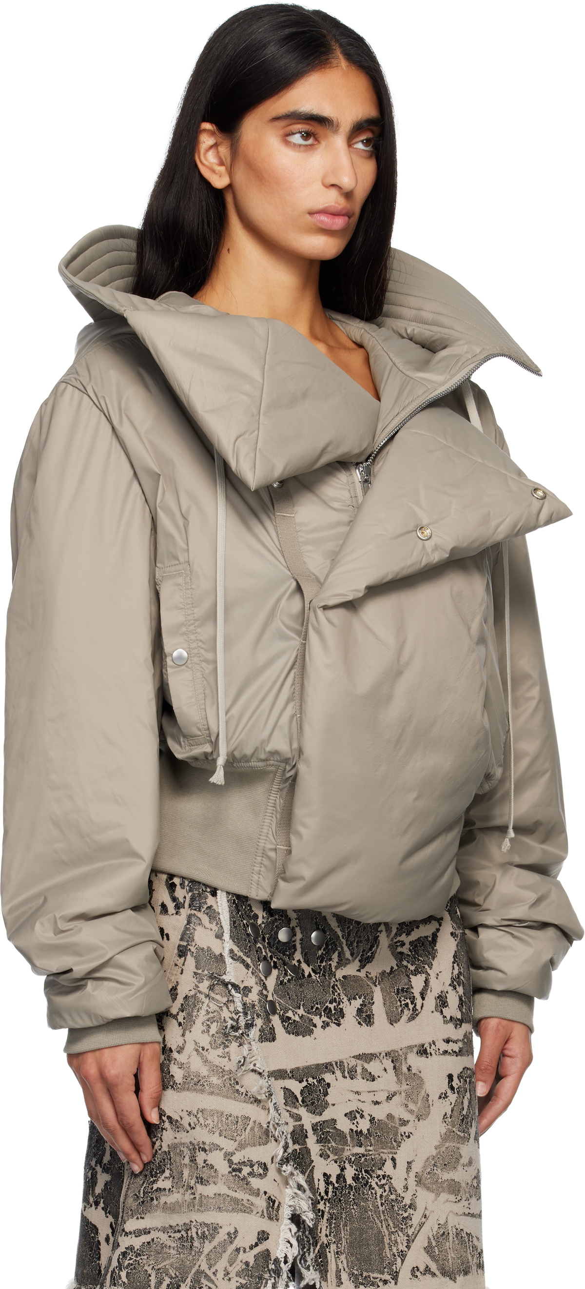 Rick Owens DRKSHDW Taupe Concordians Cropped Alice Bomber Jacket