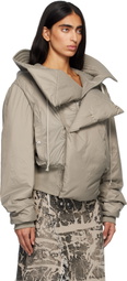 Rick Owens DRKSHDW Taupe Concordians Cropped Alice Bomber Jacket