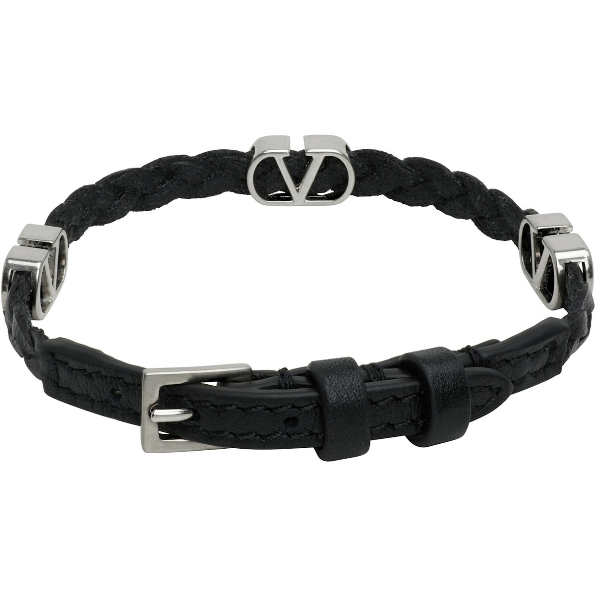 Valentino Garavani VLogo Signature Braided Calfskin Bracelet
