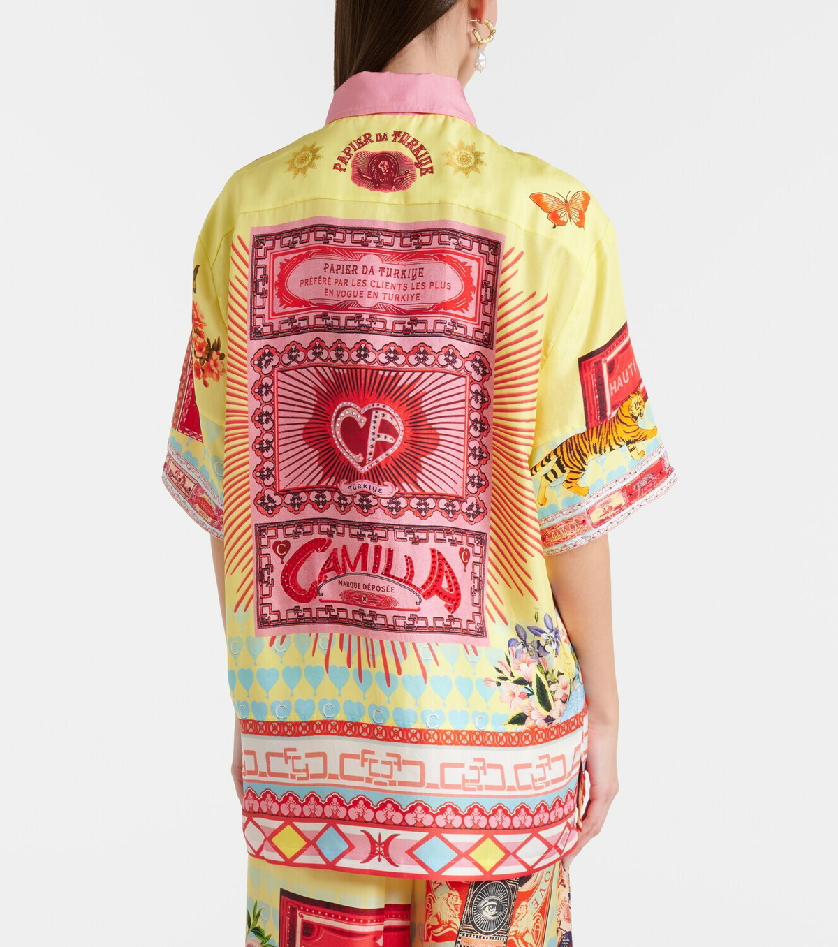 Camilla Collage Kingdom silk bowling shirt