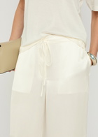 Toteme Drawstring Straight-leg Satin Trousers White