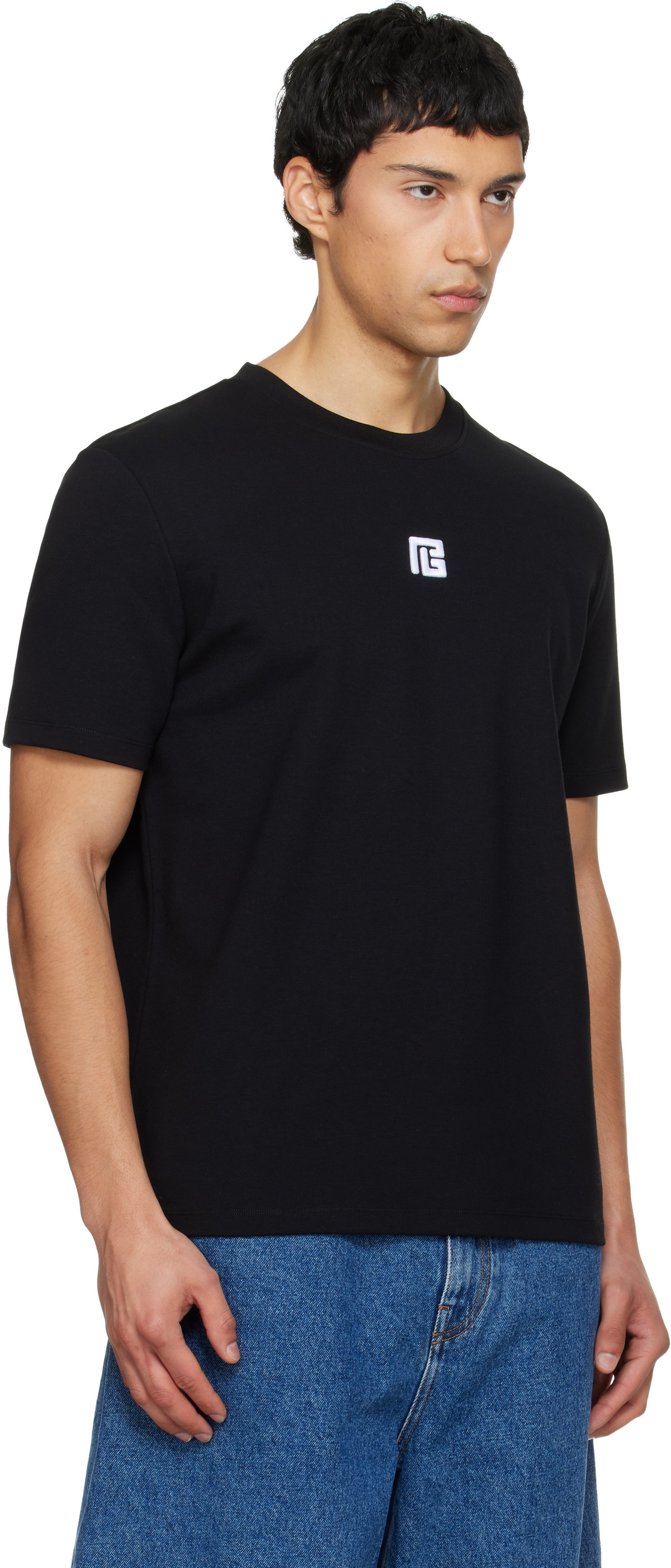 Balmain Black Embroidered Logo T-shirt