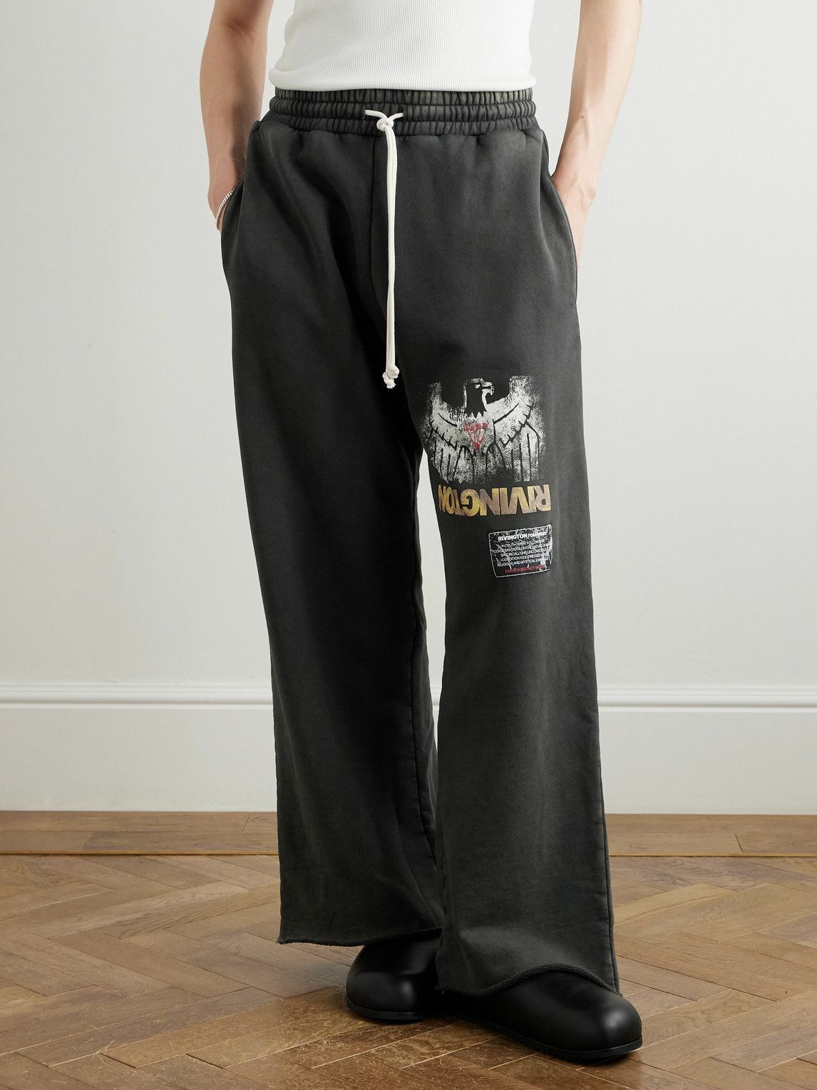 RRR123 - Principal Straight-Leg Logo-Print Cotton-Jersey Sweatpants - Gray