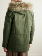 Yves Salomon - Iconic Shearling-Trimmed Padded Cotton-Blend Hooded Jacket - Green