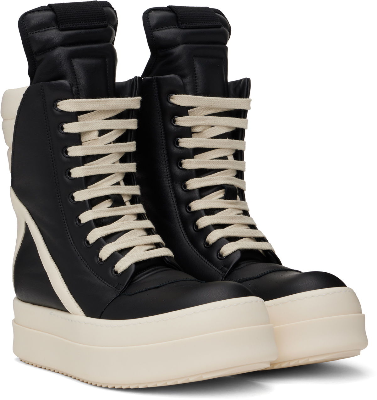靴 rick owens Hollywood Mega Geobasket Rick Owens Black & Off-White Hollywood Mega Geobasket Sneakers