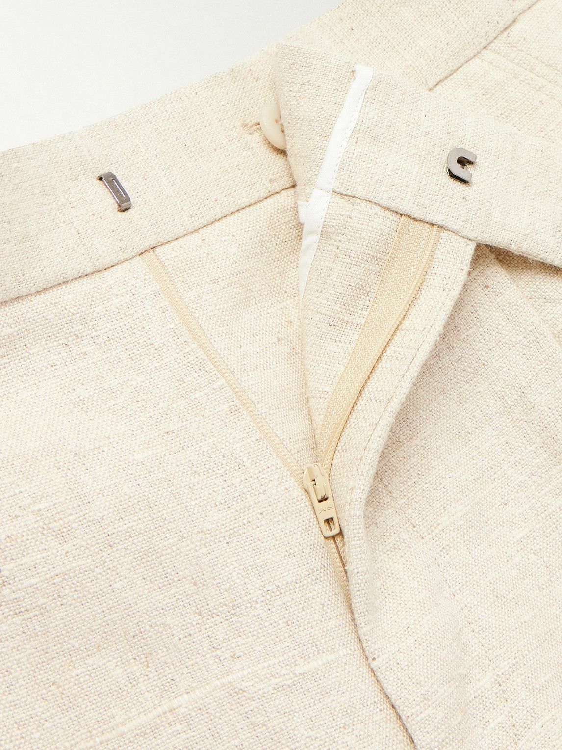 Zegna - Straight-Leg Pleated Linen, Silk and Hemp-Blend Trousers