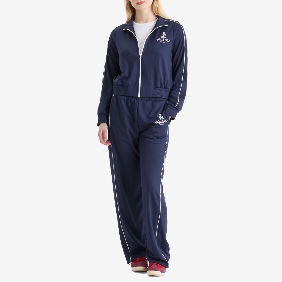 Sporty & Rich Women's Vendome Track Jacket in Navy White