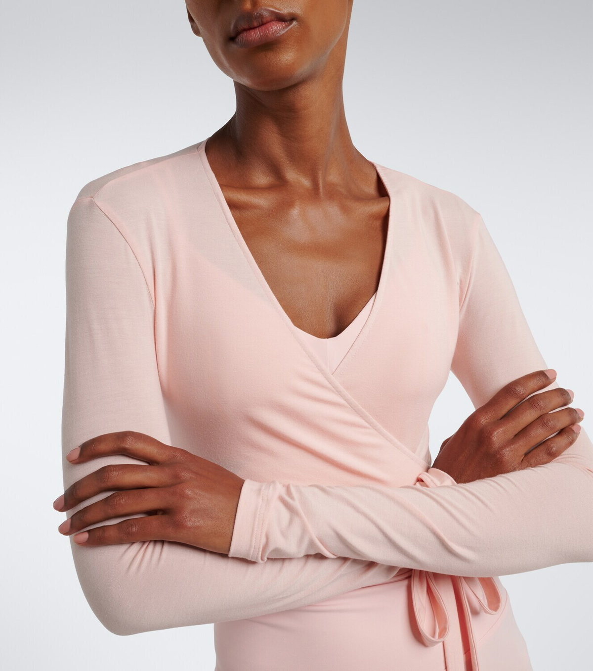 Norba Ribbed-knit wrap top