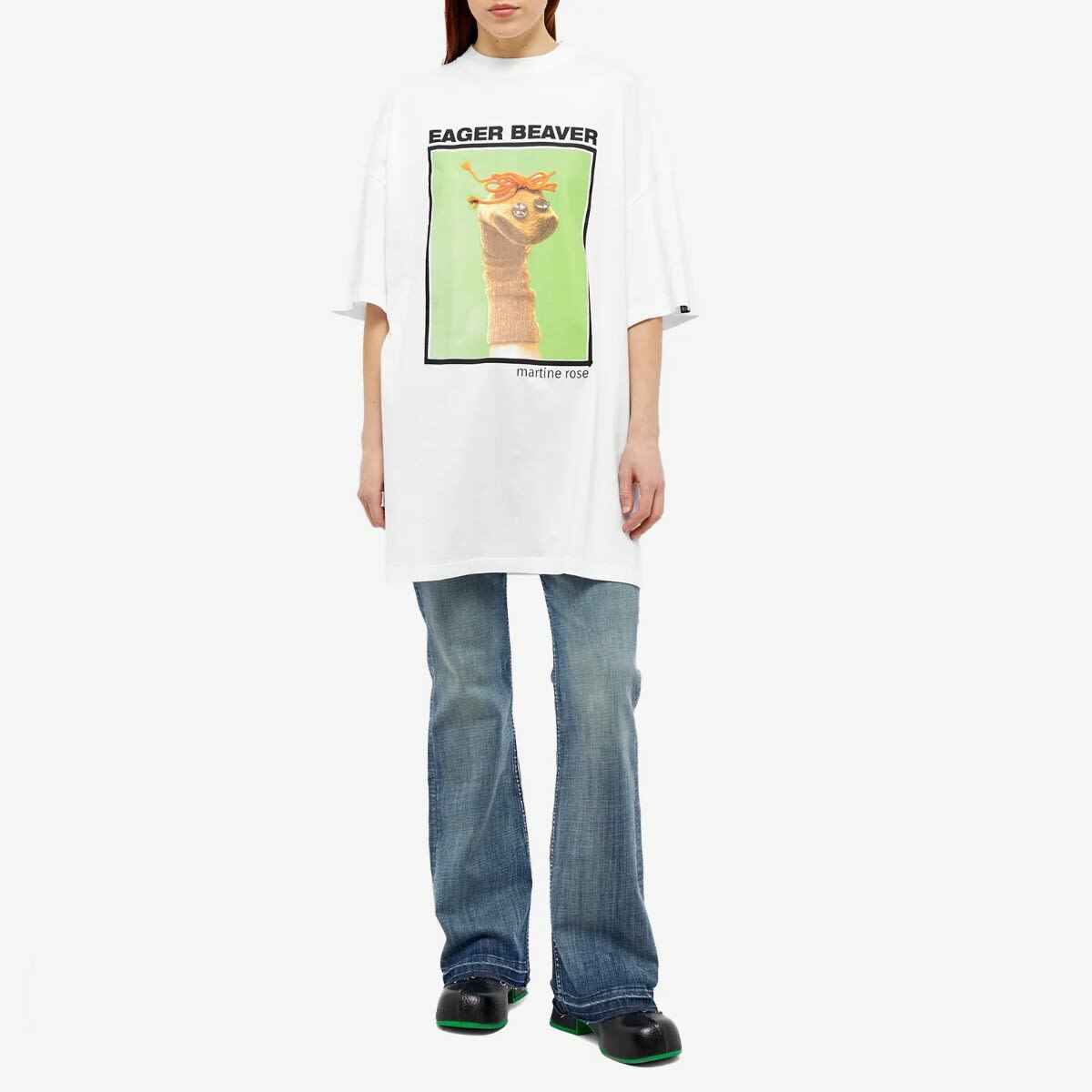 Martine Rose Women's Boxy Oversized T-Shirt in White/Green