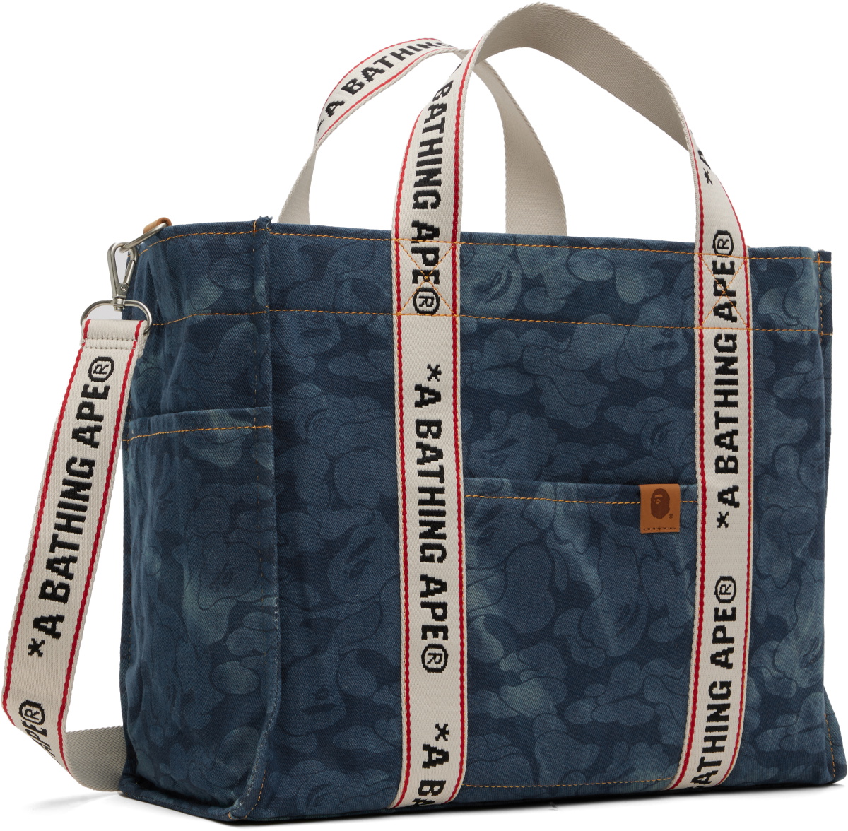 BAPE Blue Solid Camo Denim 2Way Tote A Bathing Ape