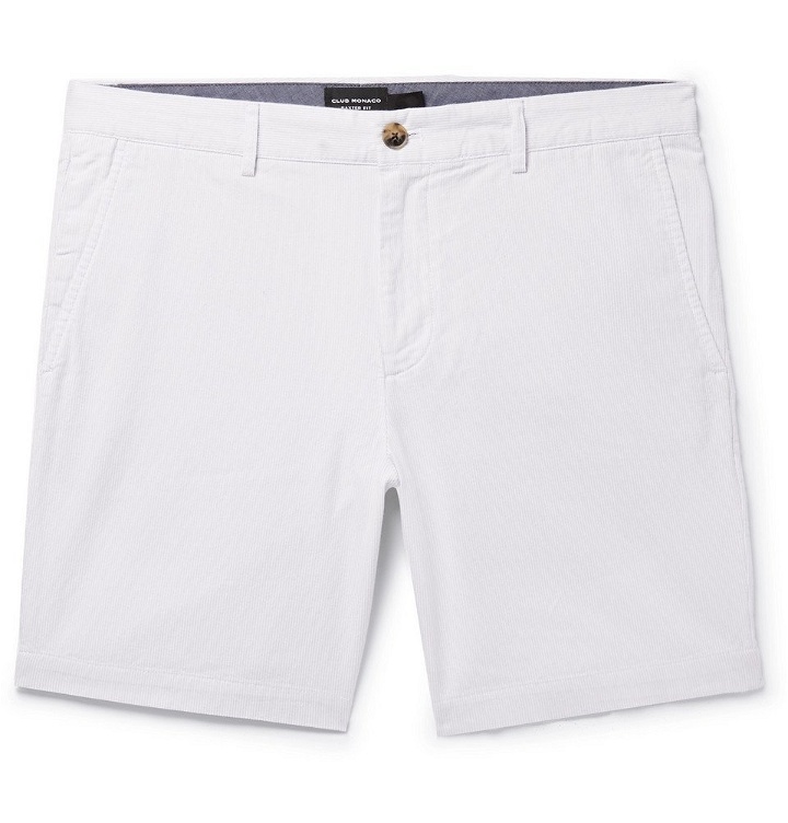Photo: Club Monaco - Maddox Pinstriped Cotton Shorts - White