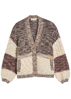Free People Isabella Colourblock Knitted Cardigan Brown
