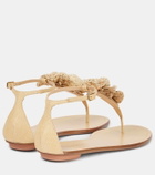 Aquazzura Marea raffia-trimmed leather thong sandals