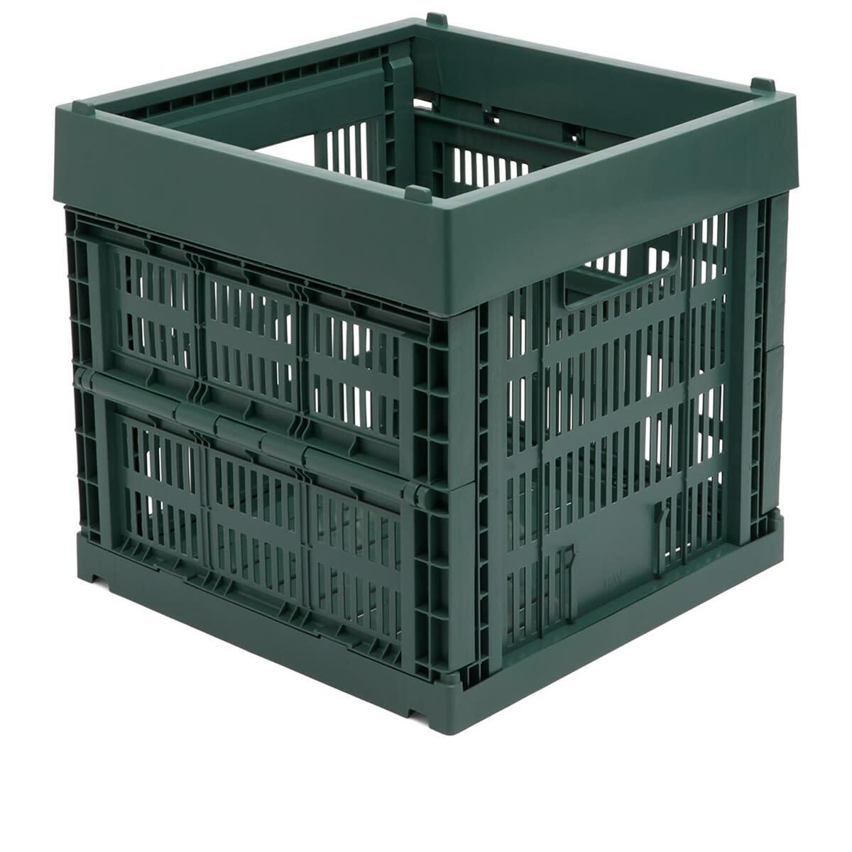 HAY Cube Recycled Colour Crate in Dark Green 