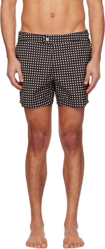 Photo: TOM FORD Black Mid Dot Print Nylon Swim Shorts
