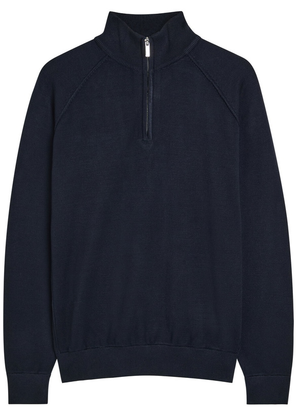Photo: Raith Quarter-zip Knit Jumper Navy