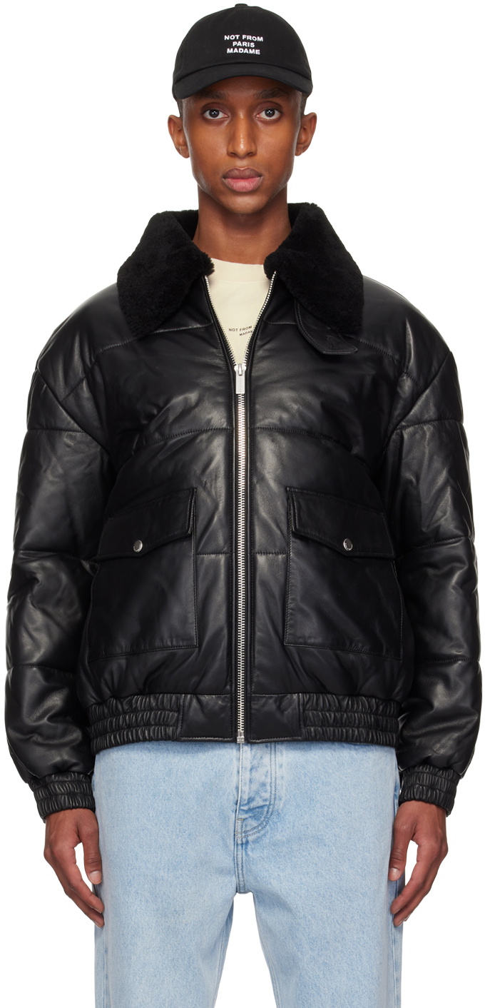 【モーガン蔵人】最終値下げ 90s leather bomber jacket Drôle De Monsieur Black 'Le Blouson Cuir' Leather Jacket Drôle de