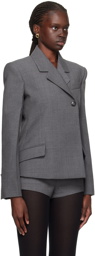 Ferragamo Gray Double-Breasted Blazer