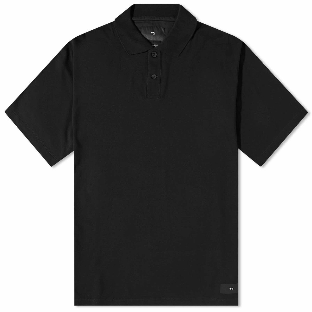 Y-3 Short Sleeve Polo Shirt in Black Y-3