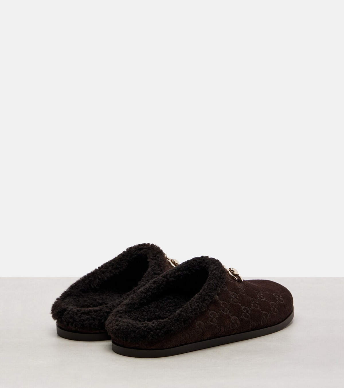Gucci New Sol GG Horsebit suede slippers