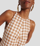 Asceno Antigua checked linen minidress