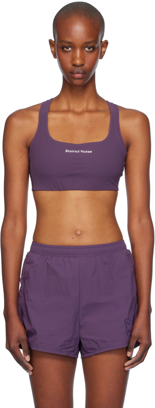 District Vision Purple Twin Layer Medium Support Sport Bra