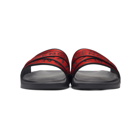 Givenchy Red and Black Webbing 4G Pool Slides