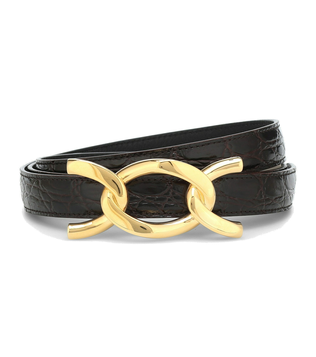 Saint Laurent - Croc-effect leather belt Saint Laurent