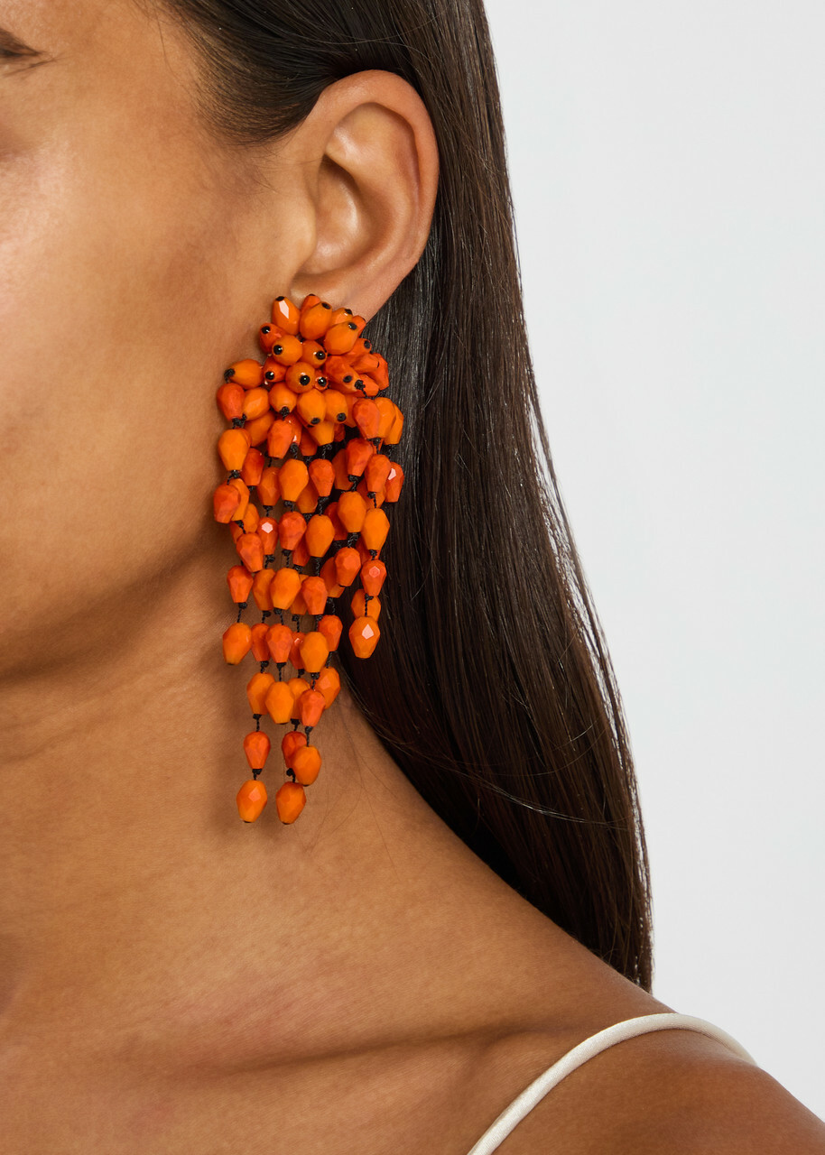 Isabel Marant Hanabi Beaded Clip-on Drop Earrings - Orange - One Size