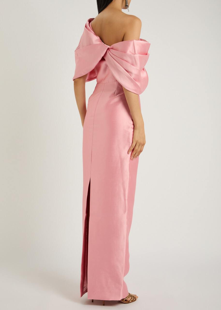Solace London Davina One-shoulder Faille Gown Light Pink