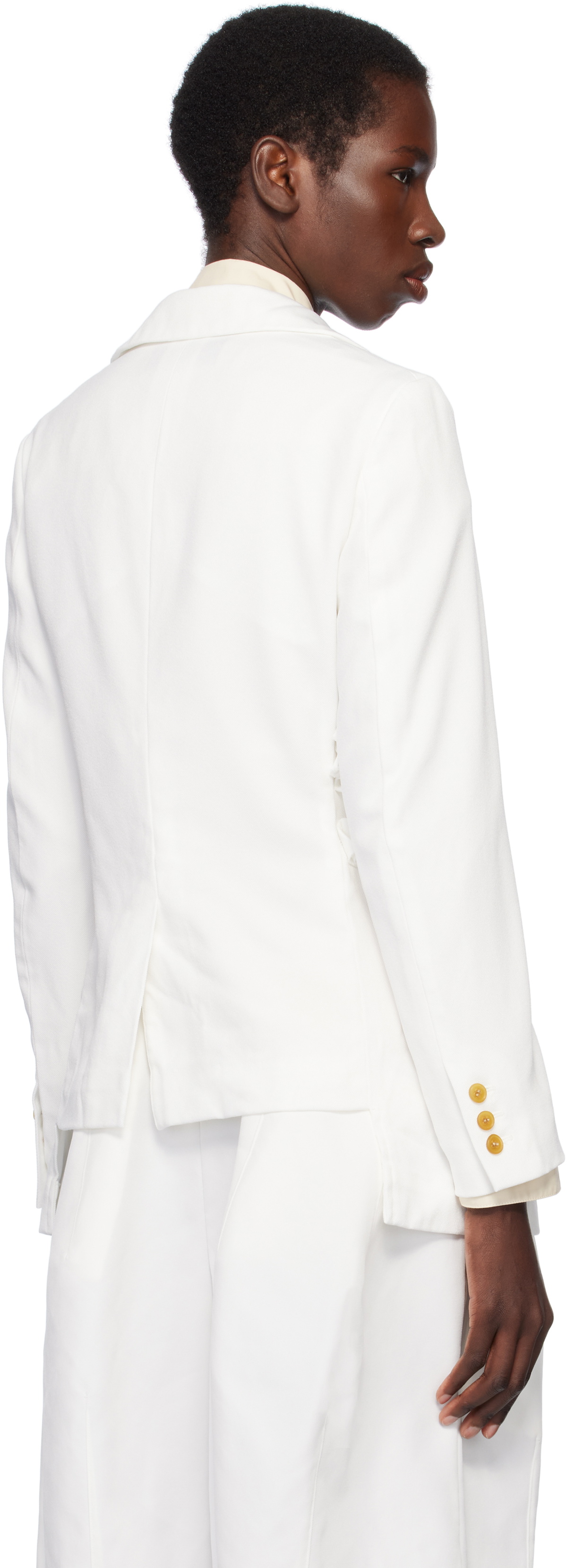 Black Comme des Garçons White Polyester Soft Twill Blazer