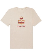 Isabel Marant - Logo-Print Linen-Jersey T-Shirt - Neutrals