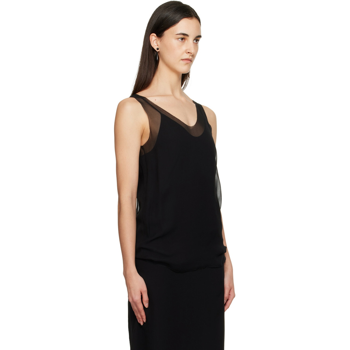 TOTEME Black Chiffon Slip Top