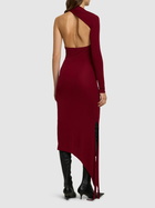 COURREGES One Shoulder Crepe Jersey Long Dress
