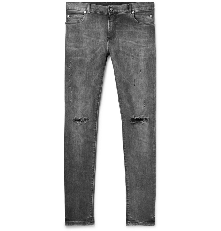 Photo: Balmain - Skinny-Fit Distressed Stretch-Denim Jeans - Men - Black