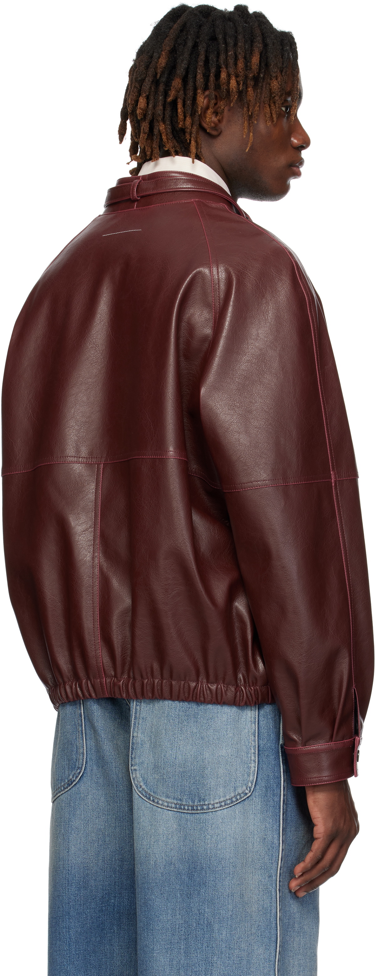 MM6 Maison Margiela Burgundy Sports Faux-Leather Jacket