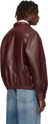 MM6 Maison Margiela Burgundy Sports Faux-Leather Jacket