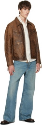 RRL Brown Zip Leather Jacket