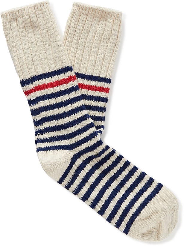 Photo: Thunders Love - Marine Striped Ribbed Recycled Cotton-Blend Socks