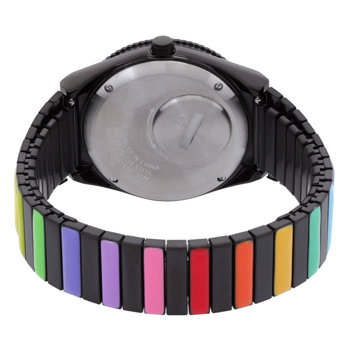 Timex Q Rainbow Quartz Black Dial Expansion Band Ladies Watch TW2V65900