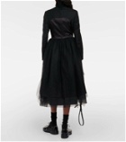 Noir Kei Ninomiya Wool-blend and tulle midi dress