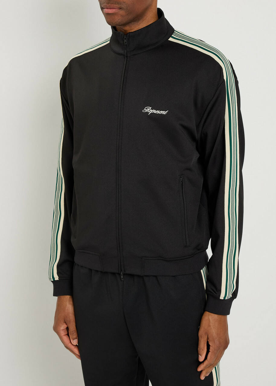 Represent Taped Logo-embroidered Jersey Track Jacket Black
