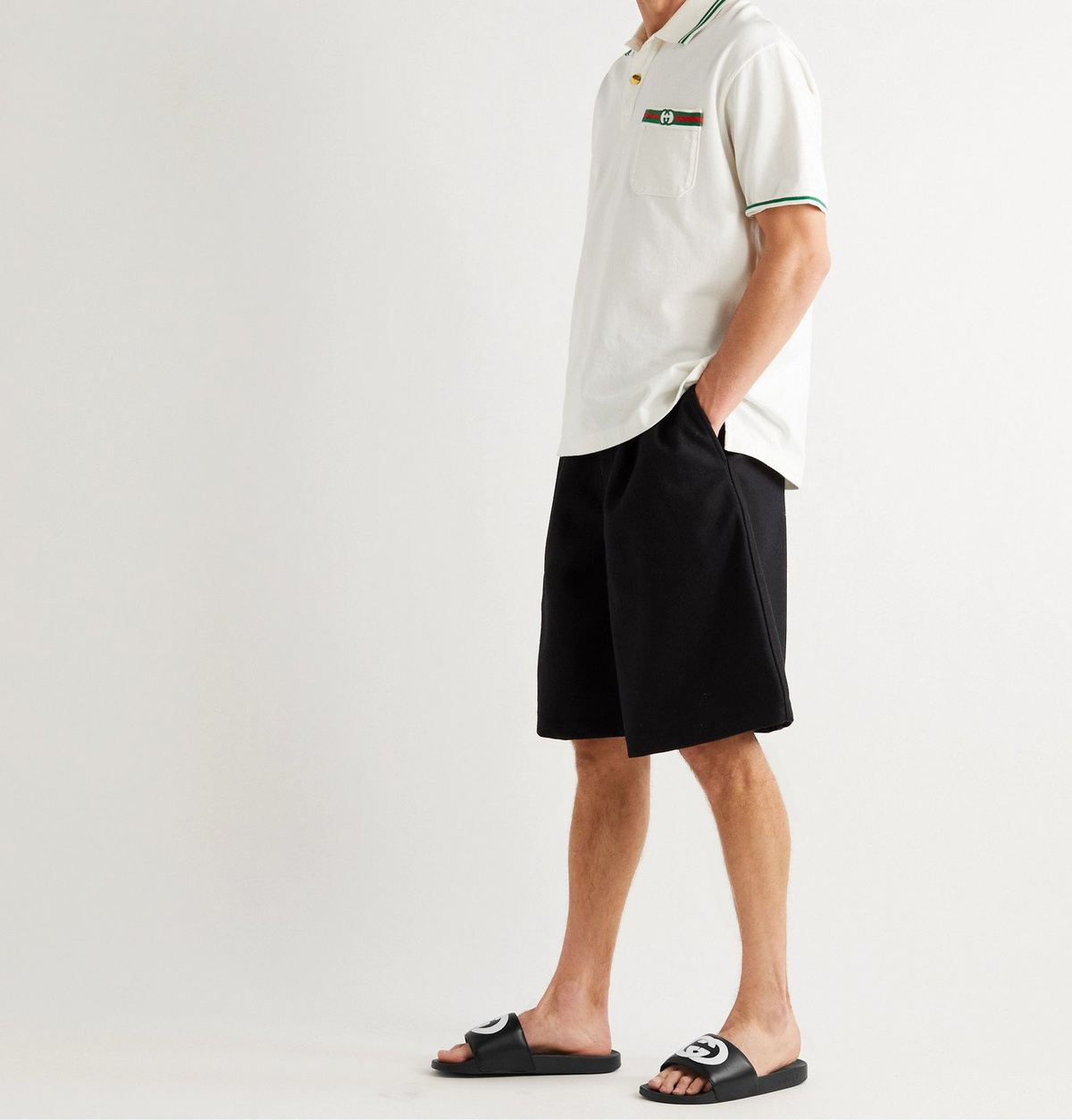 GUCCI - Logo-Appliquéd Leather Slides - Black