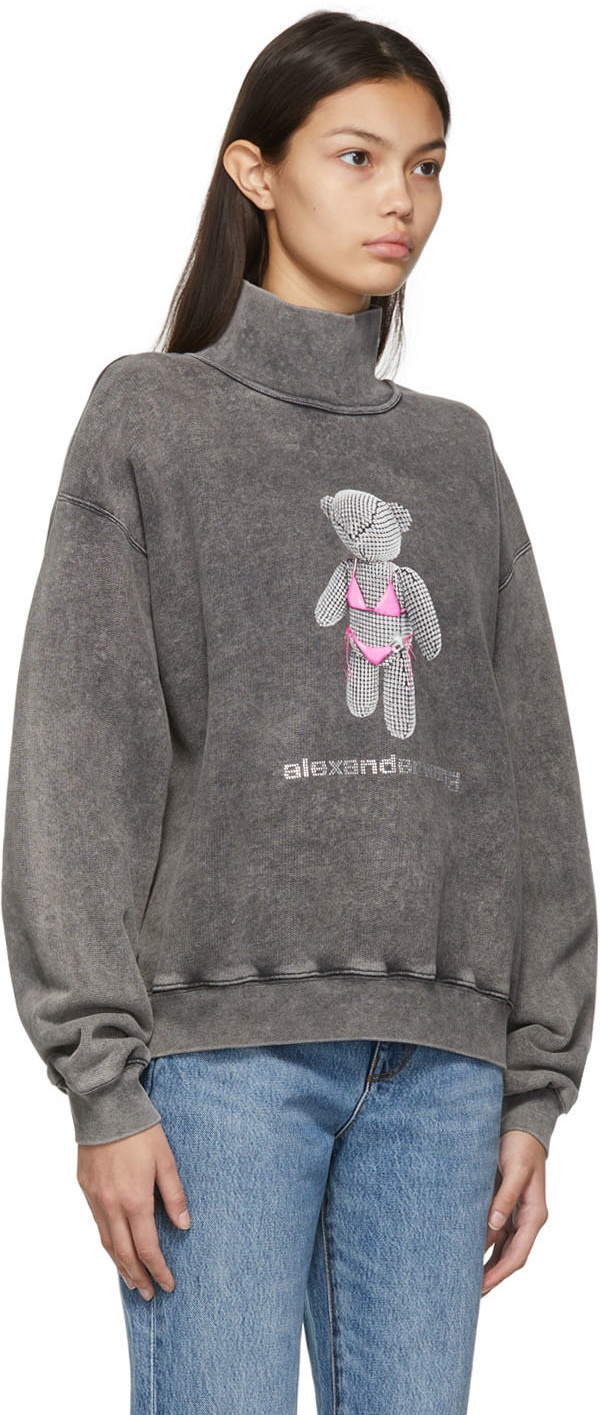 Alexander Wang Essential Logo Cotton Jersey Sweatshirt In Grey