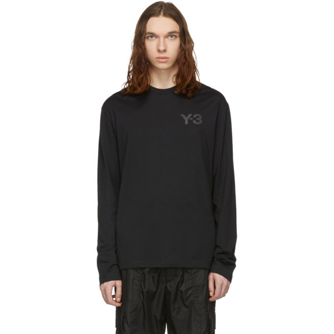 Photo: Y-3 Black Logo Long Sleeve T-Shirt