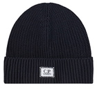 C.P. Company Men's Logo Beanie in Total Eclipse