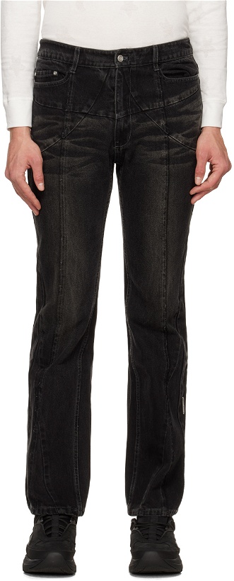 Photo: C2H4 Black Stagger Streamline Arch Jeans