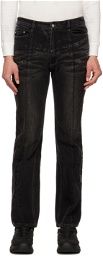 C2H4 Black Stagger Streamline Arch Jeans